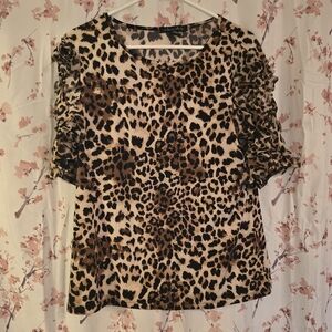 Ann Taylor Leopard Print Blouse - Brown and Black